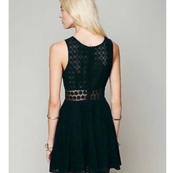 Free People Black Lace Crochet Daisy Dress - Picture 2 of 6